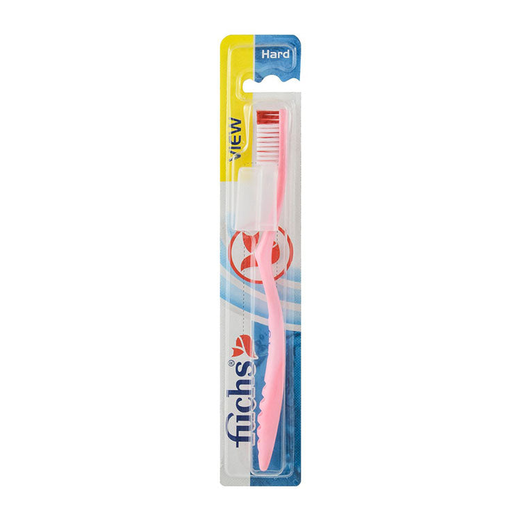 Fuchs View Pink Hard Toothbrush with Cap