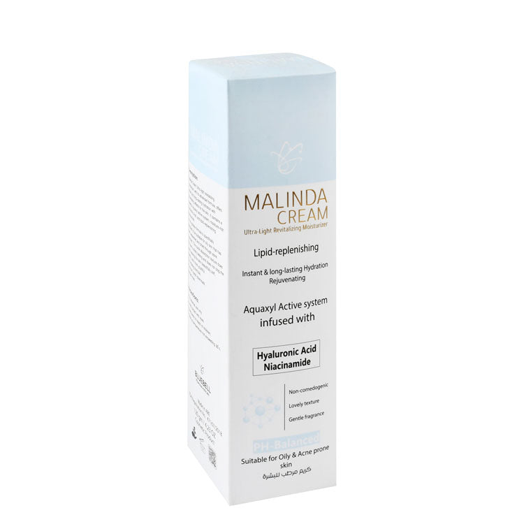 Bluebell Malinda Ultra Light Revitalizing, Moisturizing & Lipid Replenishing Cream with Hyaluronic Acid & Niacinamide for Oily & Acne-Prone Skin - non comedogenic, parabens free, harsh chemicals free