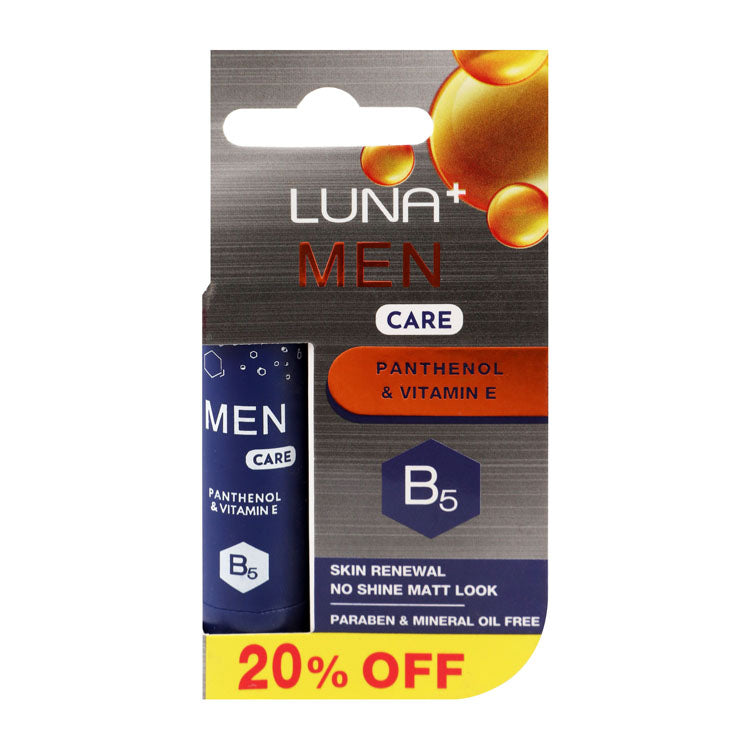Luna Plus Men Care Renewing Lip Balm with Panthenol, Vitamins E & B5 (20% Off) - parabens free, mineral oil free