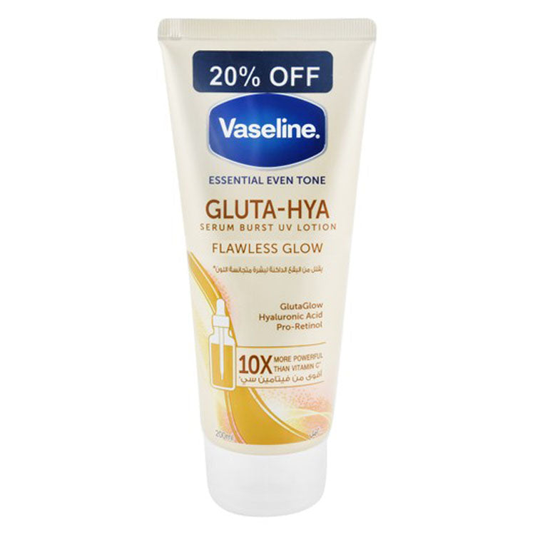 Vaseline Essential Even Tone Flawless Glow UV Lotion with Hyaluronic Acid, Pro-Retinol & Gluta-HYA Serum SPF8 (20% Off)