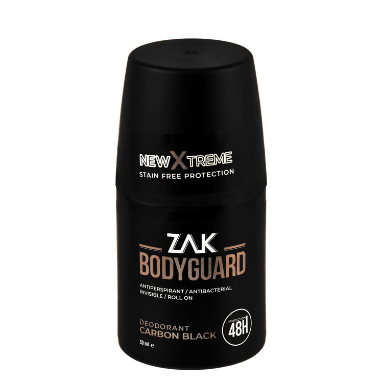 Zak Bodyguard 48H Antiperspirant & Antibacterial Roll-On Deodorant Carbon Black Scent for Men