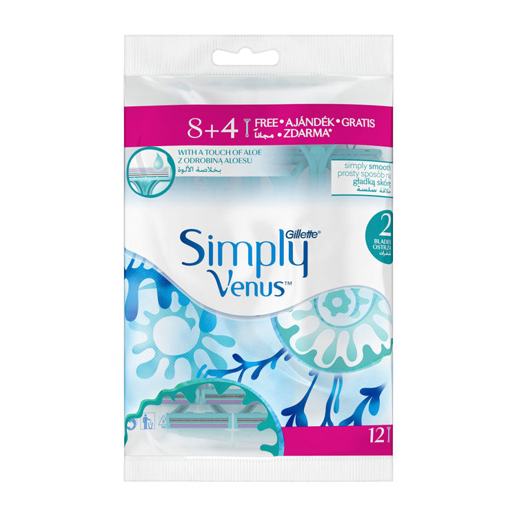 Gillette Simply Venus 2 Blade Razors (8+4 Free)