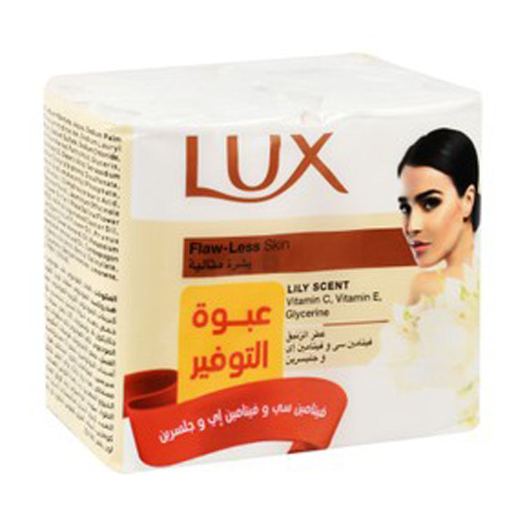 Lux Flaw-Less Skin Soap Bars Lily Scent with Vitamin C, E & Glycerin (Savings Pack)