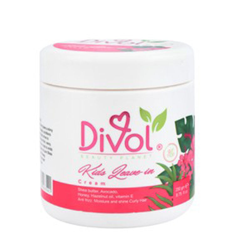 Divol Kids Anti-Frizz Moisturizing Leave-In Hair Cream with Shea Butter, Avocado & Honey for Curly Hair - sulfate free, silicone free, parabens free