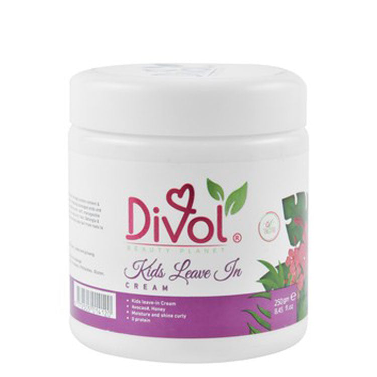 Divol Kids Moisturizing & Shining Leave-In Cream with Avocado & Honey for Curly Hair - silicone free, mineral oil free, alcohol free