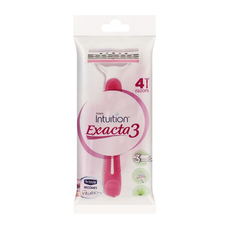 Schick Intuition Exacta 3 Pink Razors for Sensitive Skin