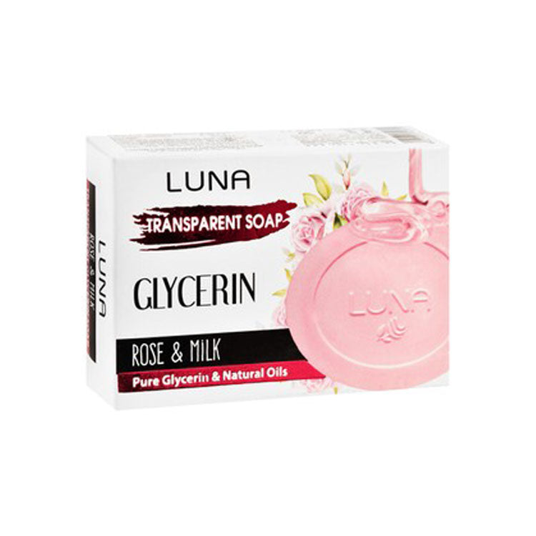 Luna Transparent Soap Bar Rose & Milk Scent with Glycerin & Natural Oils for Dry & Sensitive Skin