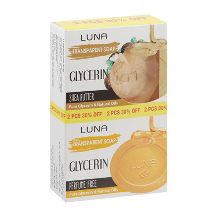 Luna Transparent Glycerin Soap Bars with Shea Butter & Natural Oils (30% OFF) - perfume free