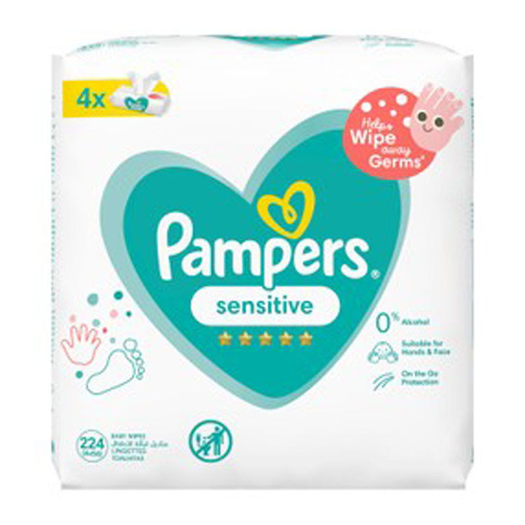 Pampers Sensitive Baby Wipes (3+1 Free) - alcohol free, perfume free