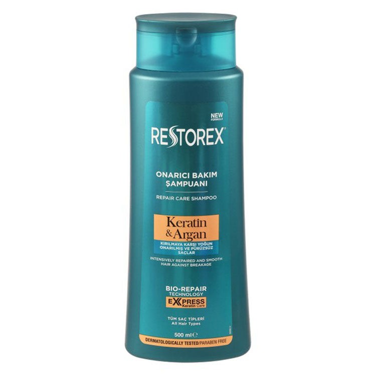 Restorex Repairing, Smoothing & Anti-Breakage Shampoo with Keratin & Argan for All Hair Types - parabens free