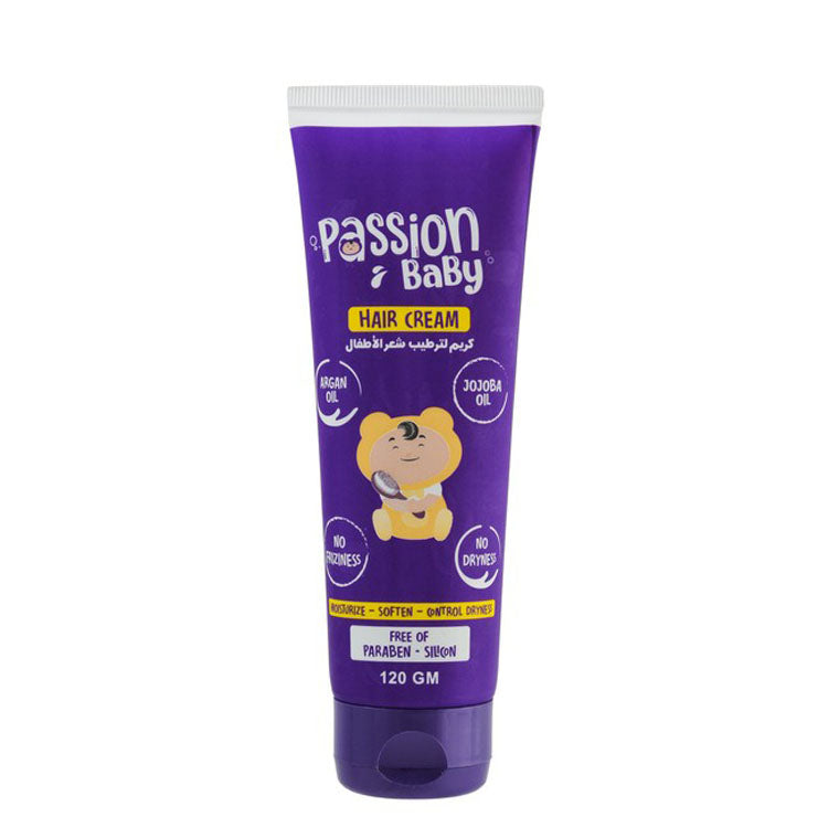 Passion Baby Moisturizing, Dryness Control & Anti-Frizz Hair Cream with Argan & Jojoba Oil (1+ Years) - parabens free, silicone free