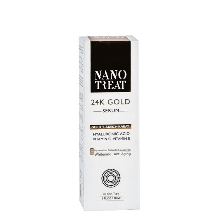 Nano Treat 24k Gold Whitening, Anti-Aging & Rejuvenating Facial Serum with Hyaluronic Acid, Vitamin C & E for All Skin Type