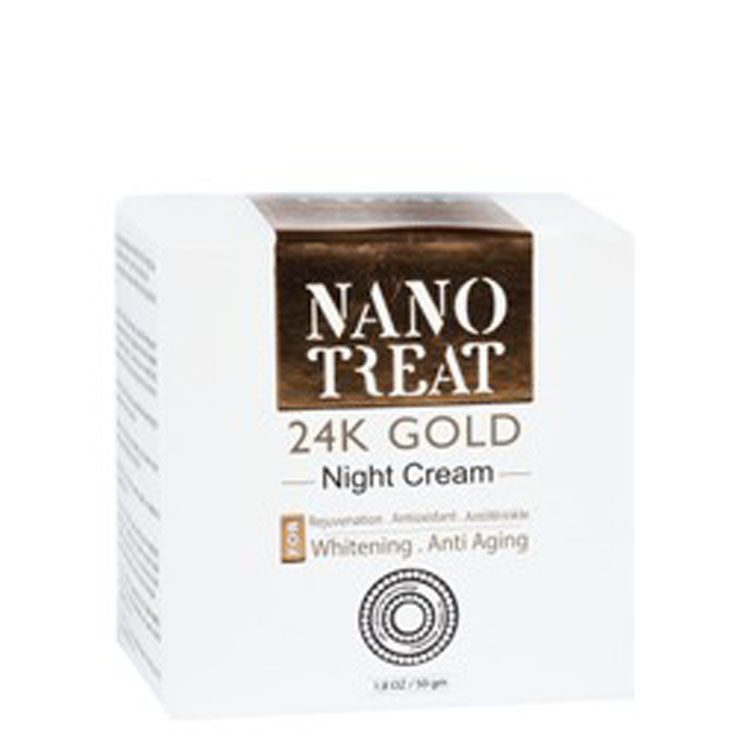 Nano Treat Anti-Aging, Whitening & Rejuvenating Facial Night Cream with 24K Gold - parabens free, animal testing free, silicone free
