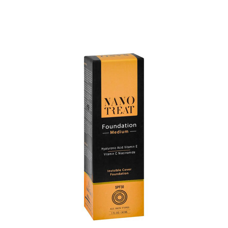 كريم أساس نانو تريت السائل ذو التغطية غير المرئية مع حمض الهيالورونيك وفيتامين هـ والنياسيناميد لجميع أنواع البشرة، عامل حماية من الشمس SPF30 متوسط ​​- خالٍ من الزيوت والبارابين والسيليكون