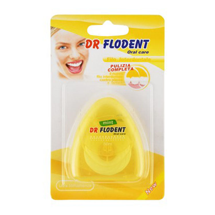 خيط تنظيف الأسنان دكتور فلودنت أصفر 50 متر بنكهة النعناع