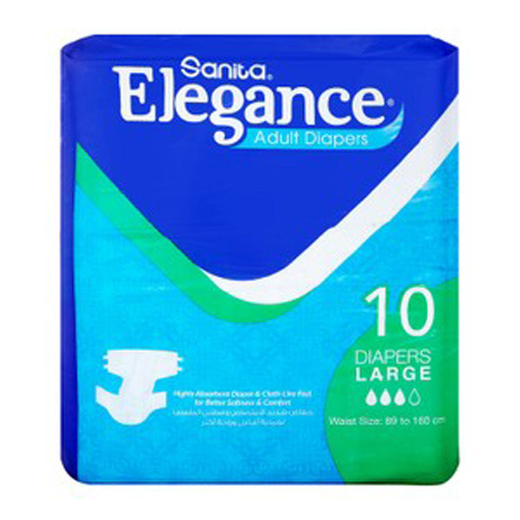 Elegance Large Adult Diapers (Waist 89-160cm) 10 per pack