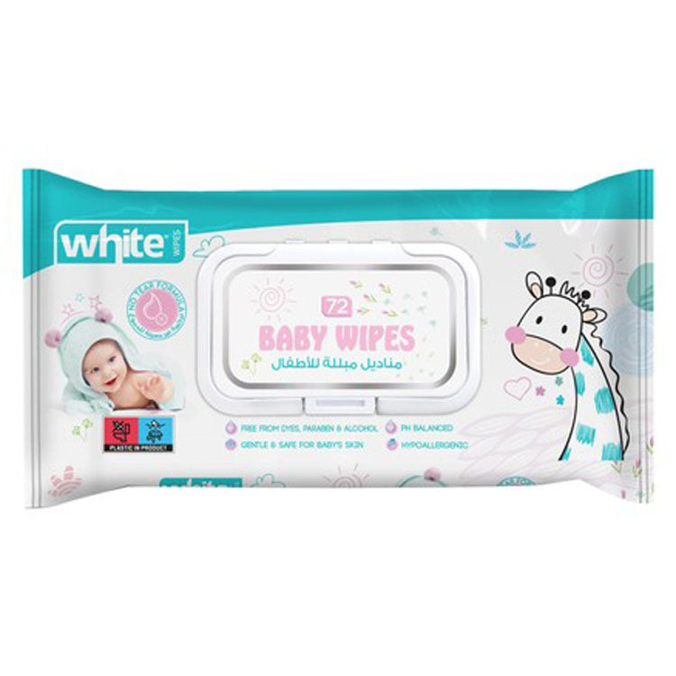 White Baby Wipes - dyes free, parabens free, alcohol free