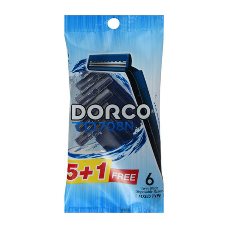 شفرات حلاقة دوركو الزرقاء ذات الشفرتين الثابتتين للاستخدام مرة واحدة TD708N (5+1 مجاناً)