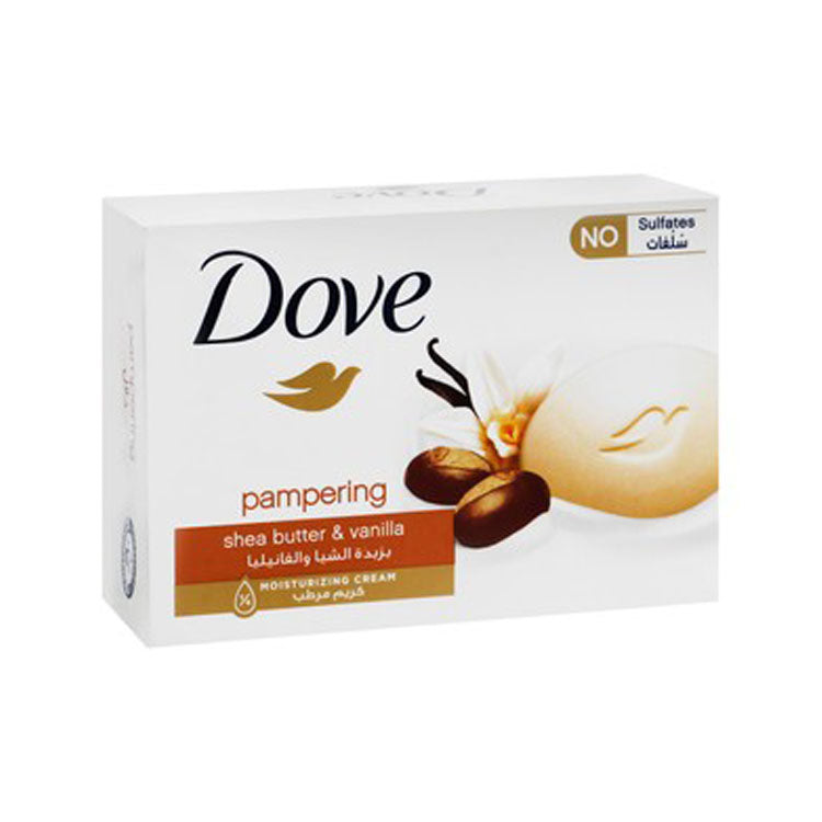 صابون دوف المرطب والمنعم للبشرة برائحة الفانيليا وزبدة الشيا - خالٍ من الكبريتات