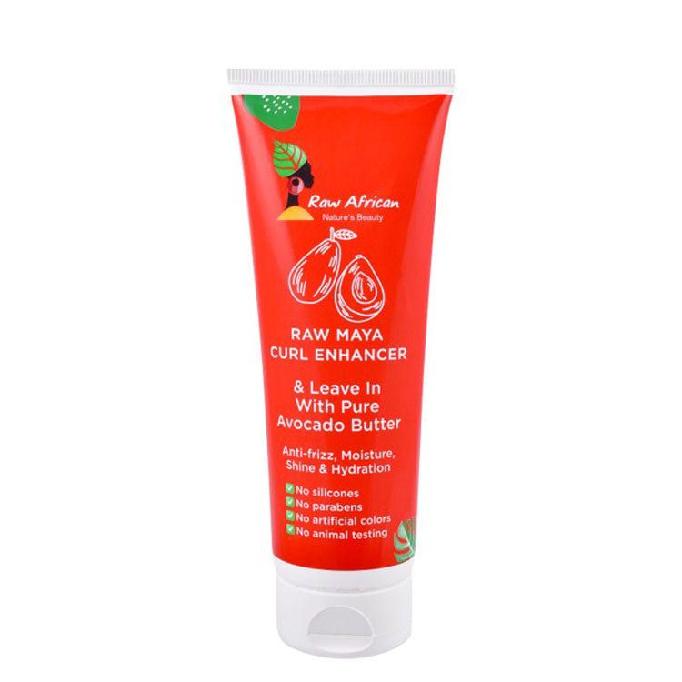 Raw African Raw Moisturizing, Curl Enhancing & Anti-Frizz Leave In Hair Cream Maya Scent with Avocado Butter - silicone free, parabens free, artificial colors free