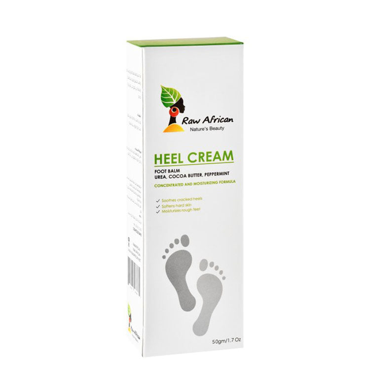 Raw African Moisturizing, Soothing & Softening Heel Cream with Urea, Cocoa Butter & Peppermint Extract