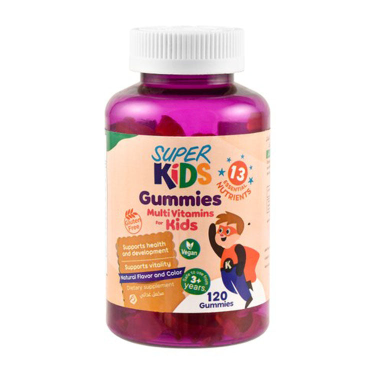 مكملات غذائية متعددة الفيتامينات للأطفال من سوبر كيدز، على شكل حلوى، لتعزيز الصحة والنمو والحيوية (3 سنوات فأكثر) - نباتية وخالية من الغلوتين