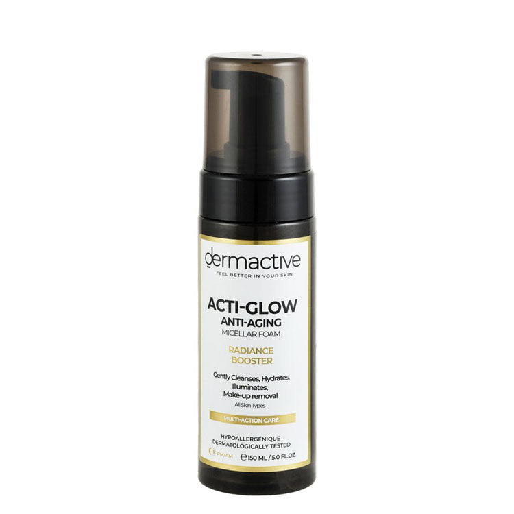 Dermactive Hypoallergenic Multi-Action Care Acti-Glow Radiance, Hydrating & Anti-Aging Micellar Foaming Facial Cleanser for All Skin Types