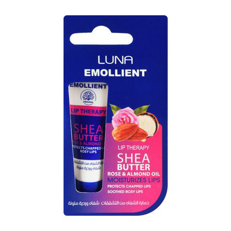 Luna Emollient Moisturizing, Protecting & Soothing Lip Balm with Shea Butter, Rose & Almond Oils 10 gr