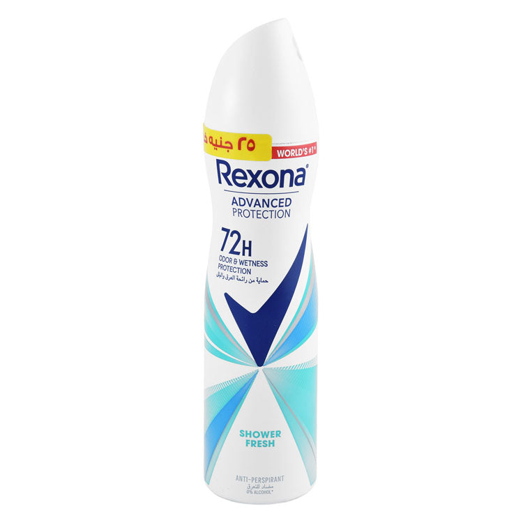 Rexona Advanced Protection 72H Antiperspirant Deodorant Spray Shower Fresh Scent for Women (-25 EGP) - alcohol free