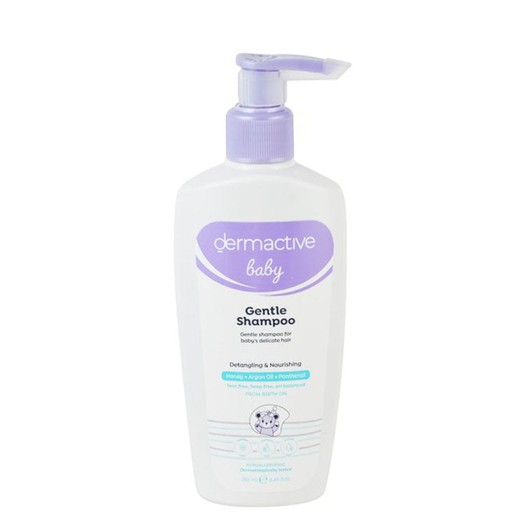 Dermactive Baby Hypoallergenic Detangling & Nourishing Gentle Shampoo with Honey, Argan Oil & Panthenol for Delicate Hair (0+ Months) - parabens free, sulphate free, silicone free