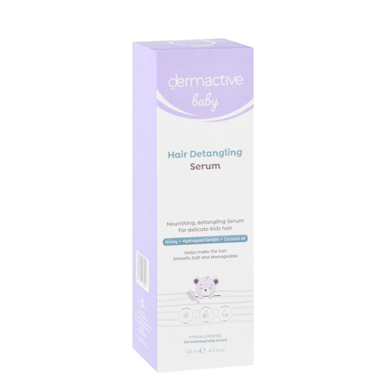 Dermactive Baby Hypoallergenic Nourishing, Smoothing & Detangling Serum with Honey, Hydrolyzed Keratin & Coconut Oil for Delicate Hair - parabens free, sulphate free, silicone free