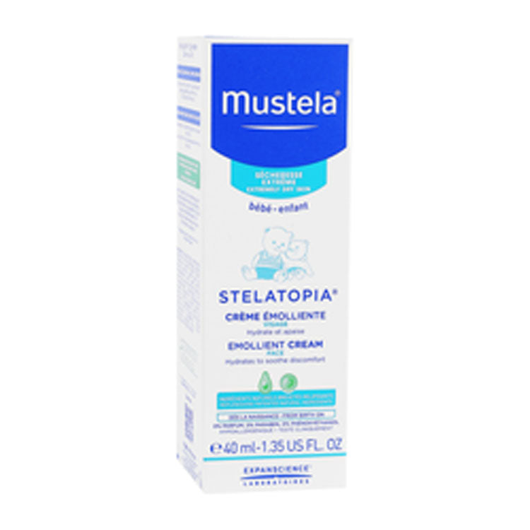 Mustela Stelatopia Hypoallergenic Emollient Baby Face Cream for Extremely Dry Skin - parabens free, perfume free