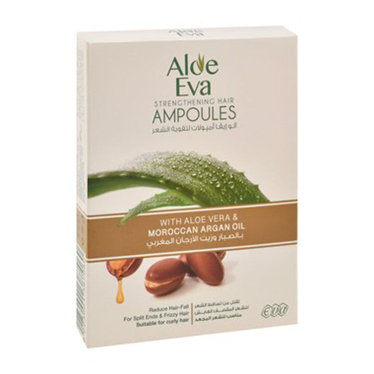 Aloe Eva Anti-Hair Fall Ampoules with Aloe Vera & Argan Oil for Split Ends & Frizzy Hair 4 x 15 ml
