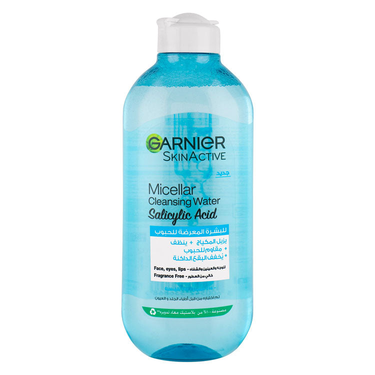 Garnier Skin Active Hypoallergenic Micellar Cleansing Water with Salicylic Acid for Acne-Prone Skin - vegan, fragrance free