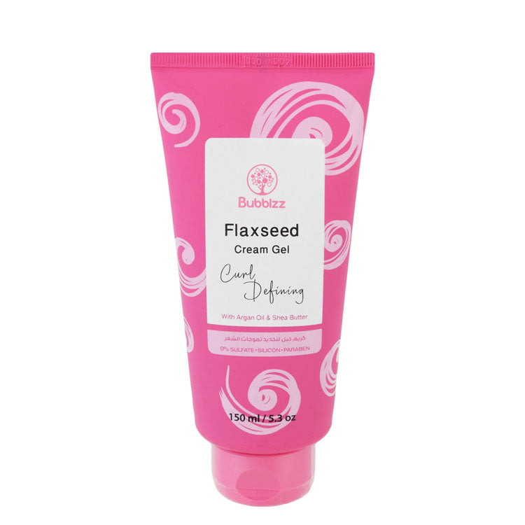 Bubblzz Curl Defining Hair Cream Gel with Flaxseed, Argan Oil & Shea Butter - sulfate free, silicone free, parabens free