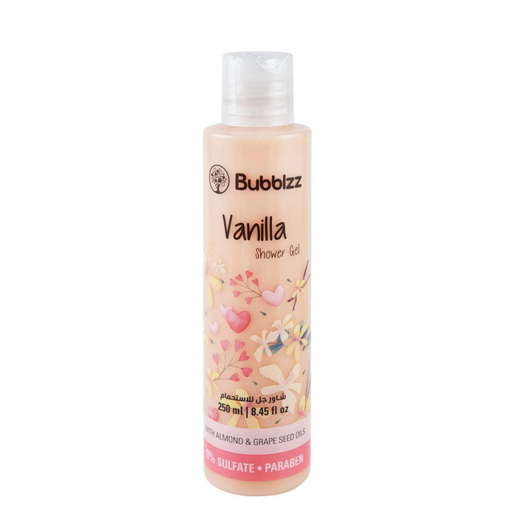 Bubblzz Shower Gel Vanilla Scent with Almond & Grape Seed Oil - sulfate free, parabens free