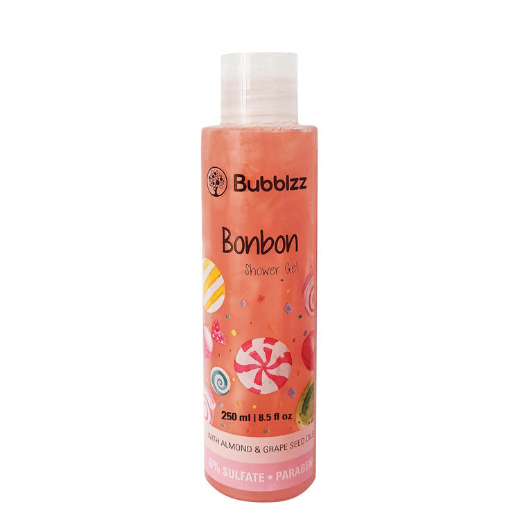 Bubblzz Shower Gel Bonbon Scent with Almond & Grape Seed Oils - SLES free, parabens free, sulfate free