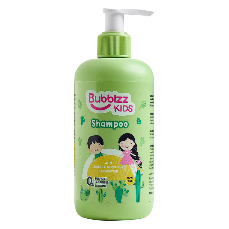 Bubblzz Kids Shampoo with Sweet Almond Oil & Shea Butter - sulfates free, parabens free, silicone free