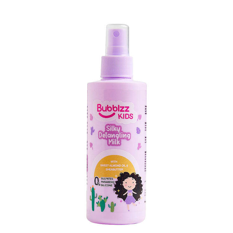 Bubblzz Kids Silky Detangling Hair Milk with Sweet Almond Oil & Shea Butter - sulfates free, parabens free, silicon free