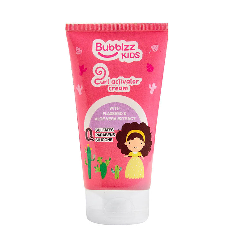 Bubblzz Kids Curl Activator Cream with Flaxseed & Aloe Vera Extract - sulfates free, parabens free, silicone free