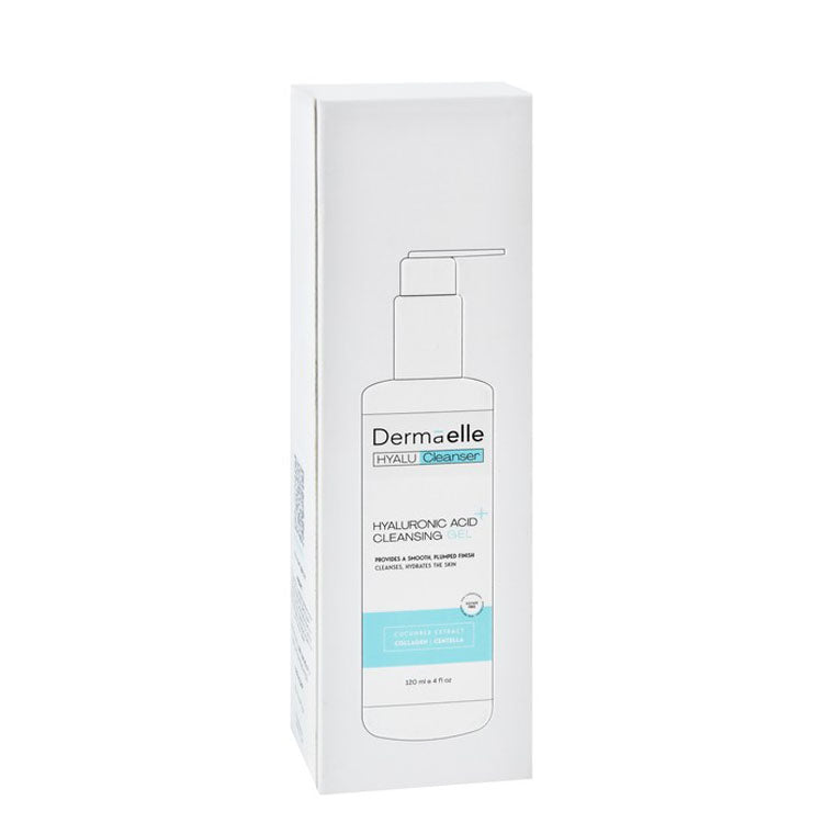 Dermaelle Smoothing, Plumping & Hydrating Facial Cleansing Gel with Hyaluronic Acid, Cucumber & Centella Extracts - non comedogenic, sulfate free