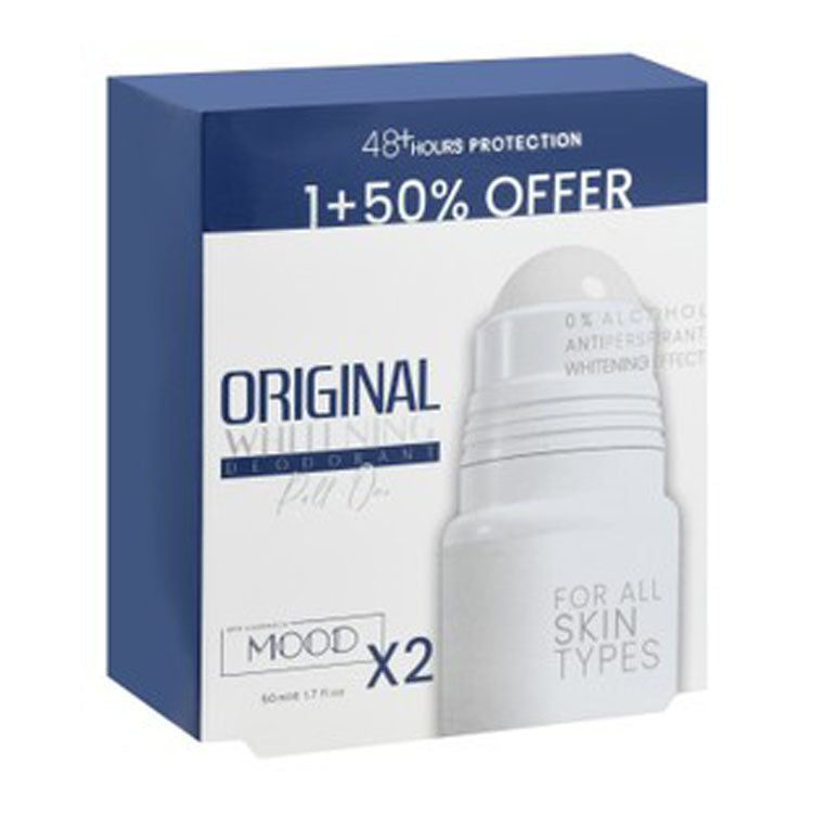 Mood Original 48H Whitening & Antiperspirant Roll-On Deodorants for All Skin Types (50% Off on the 2nd Product) - alcohol free