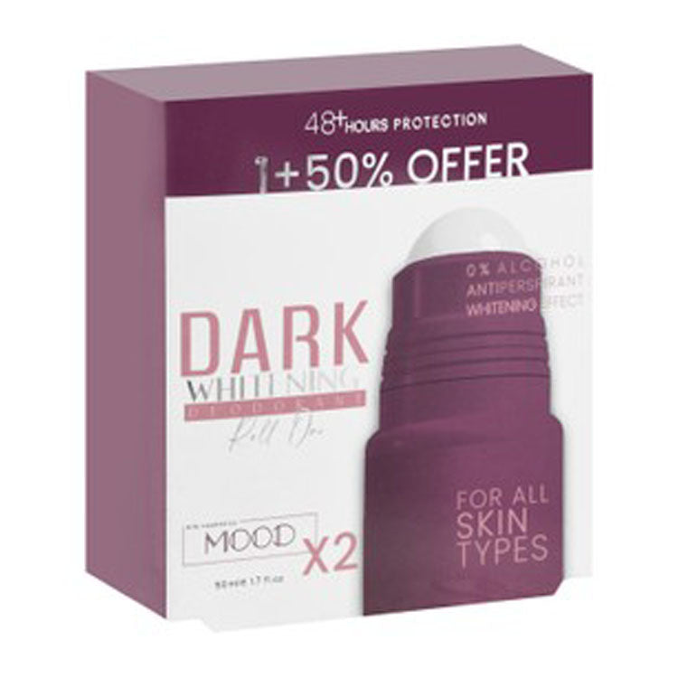 Mood Dark 48H Whitening & Antiperspirant Roll-On Deodorants for All Skin Types (50% Off on the 2nd Product) - alcohol free