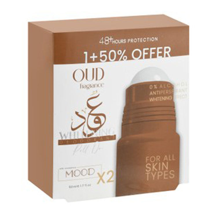 Mood 48H Whitening & Antiperspirant Roll-On Deodorants Oud Scent for All Skin Types (50% Off on the 2nd Product) - alcohol free