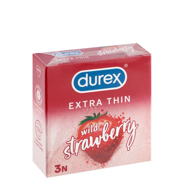 Durex Extra Thin Condoms Wild Strawberry Flavor