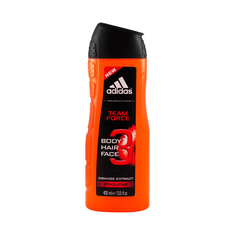 Adidas Team Force 3 in 1 Body, Hair & Face Shower Gel with Stimulating Orange Extract