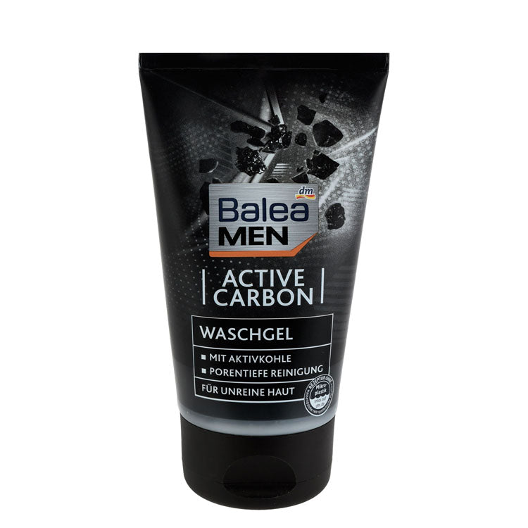 Balea Men Deep Pore Cleansing Gel Facial Wash with Active Carbon for Impure Skin - vegan, microplastic free, synthetic polymers free