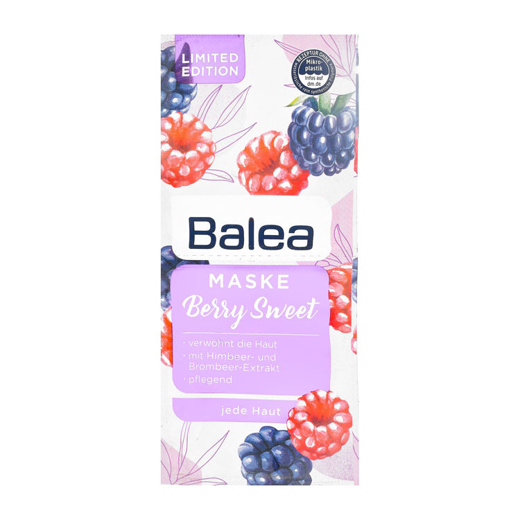 Balea Berry Sweet Nourishing Face Masks with Raspberry & Blackberry Extracts for All Skin Types - microplastic free, synthetic polymers free