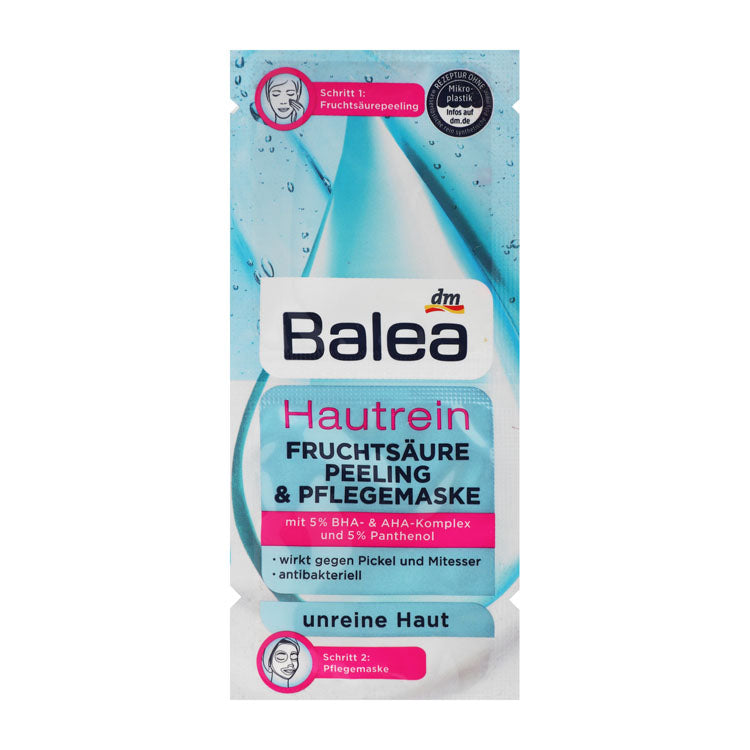 Balea Skin Cleansing, Anti-Blackhead & Anti-Pimple Peel-Off Face Masks with Fruit Acid, BHA & AHA for Impure Skin - vegan