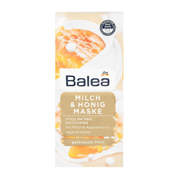 Balea Regenerating Facial Masks with Milk & Honey for Stressed Skin - microplastic free, synthetic polymers free